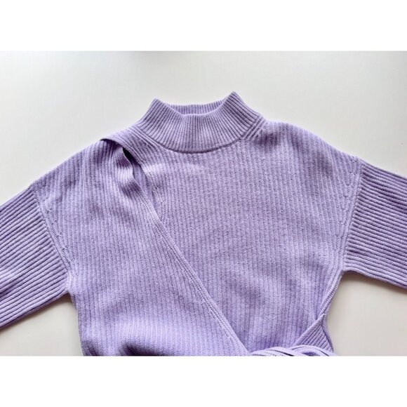 JONATHAN SIMKHAI Amaris Lavender Purple Wool Blend Knit Wrap Sweater, Size M - Picture 8 of 16
